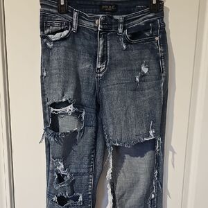 Judy Blue Women's Ripped Denim Boyfriend Jeans